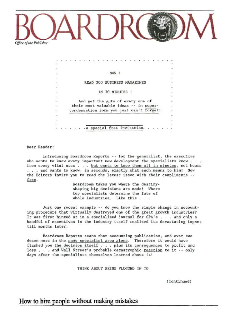 Blog About Writing - Where Ideas Come From - Eugene Schwartz's Initial Sales Letter for Boardroom Reports