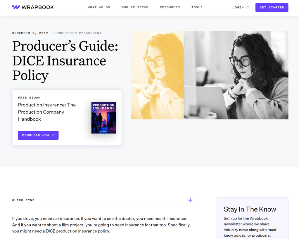Screenshot of a blog post explaining DICE Insurance policies