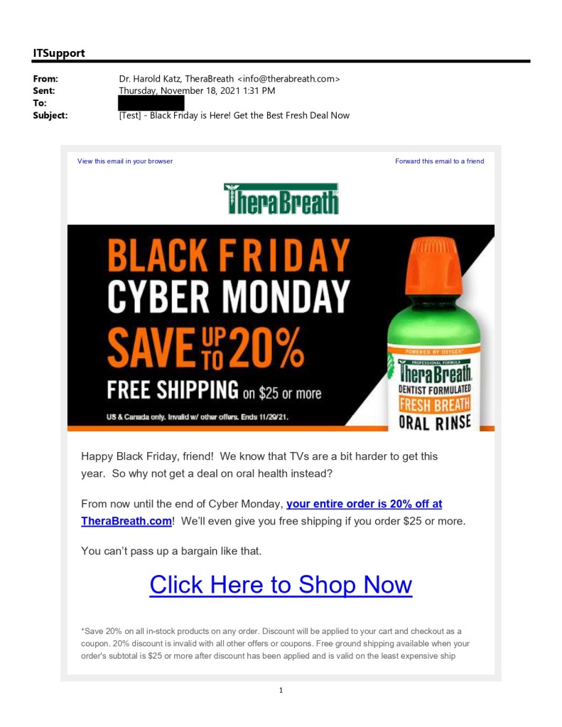 Image of the first e-mail in a Black Friday Sale sequence