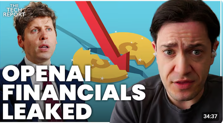 Screenshot of a YouTube video interviewing Ed Zitron about OpenAI's leaked financials